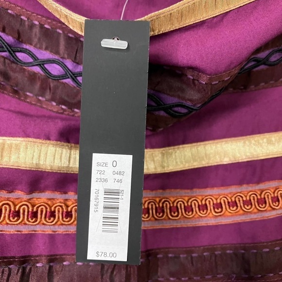 THE Limited A-Line Ribbon Trim Striped Purple Gold Bohemian Skirt Women's Size 0 - Picture 10 of 15